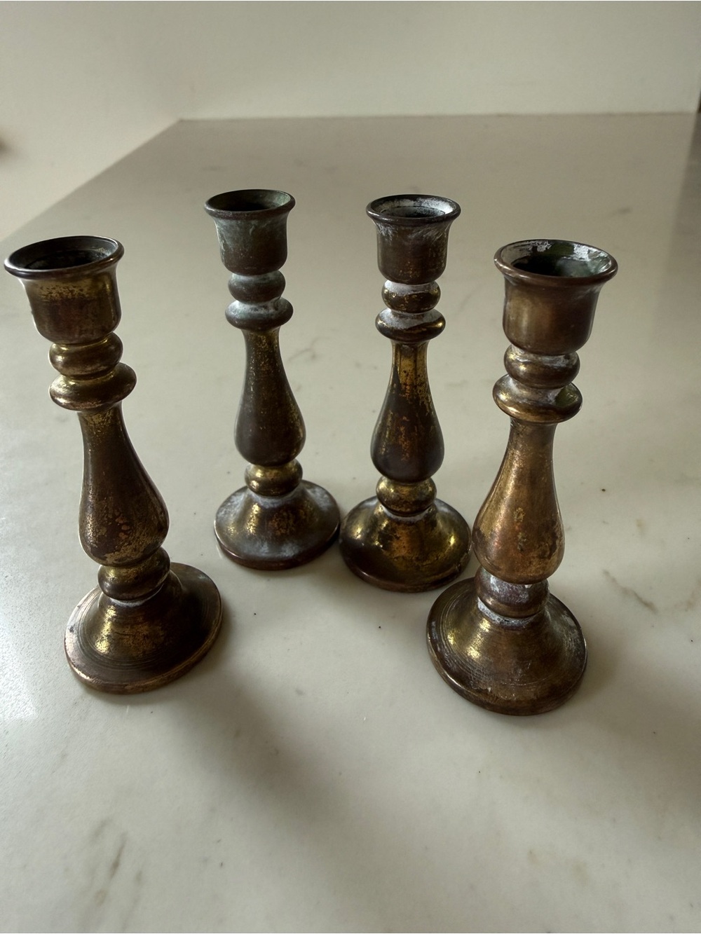 Vintage Miniature Brass Candle Sticks Set of 4